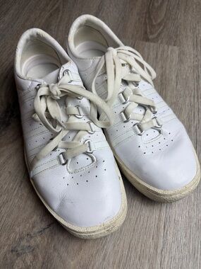 K-Swiss Classic Leather 5 Stripe White Tennis Shoes Size 8